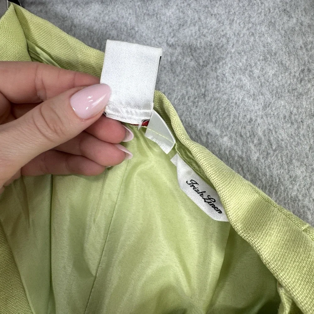 Talbots Petites Irish Linen Trousers Size 2P Light‎ Green Lined Straight Leg VTG